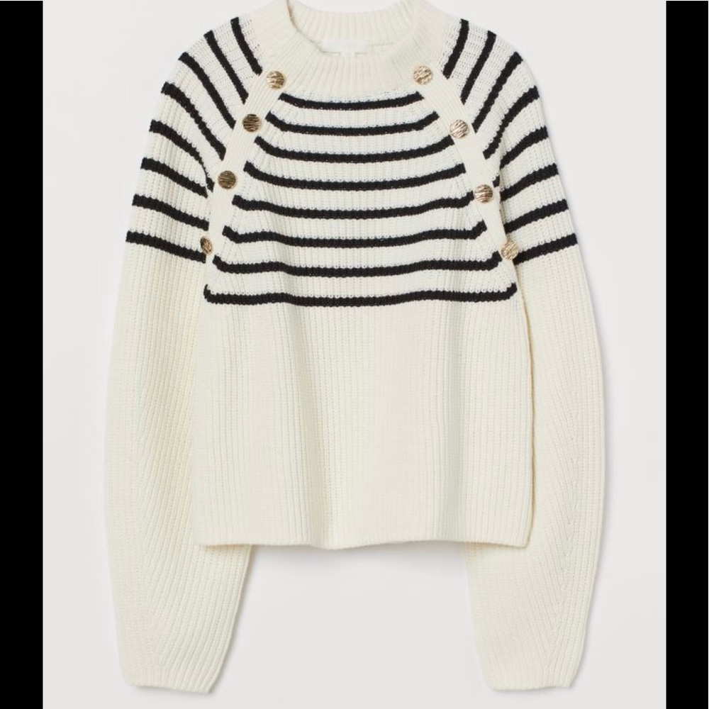 H&M white/black ribbed sweater size M - worn once!